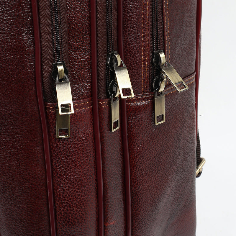 Brown Trolley Leather Backpack