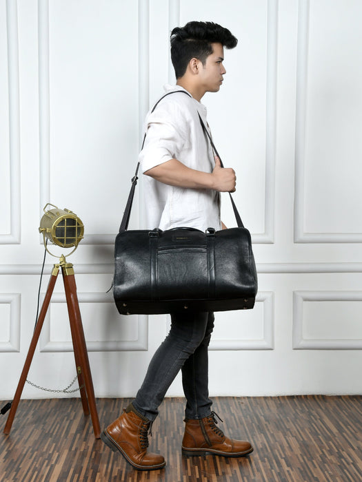 Metro Flair Black Textured Duffle