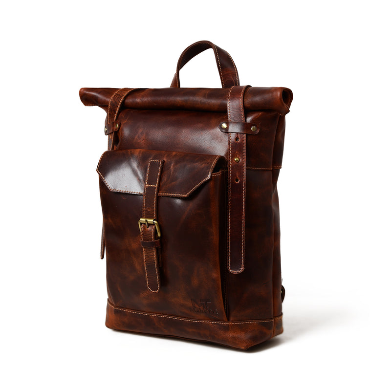 Brauner Saddleback-Rucksack – Rolltop