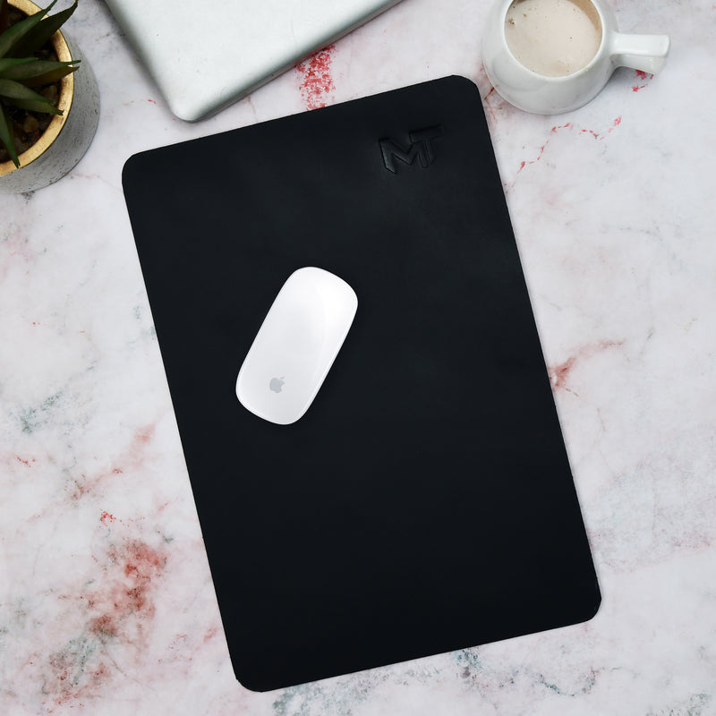 Sous-main et tapis de souris en cuir noir Noir Opulence