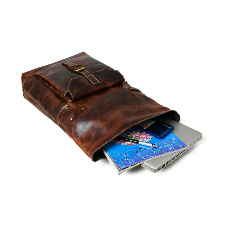 Brauner Saddleback-Rucksack – Rolltop