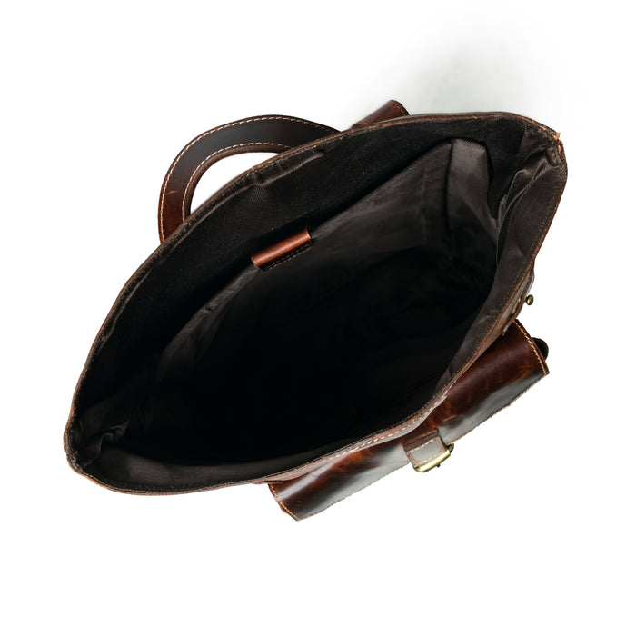 Brown Saddleback Backpack- Roll Top