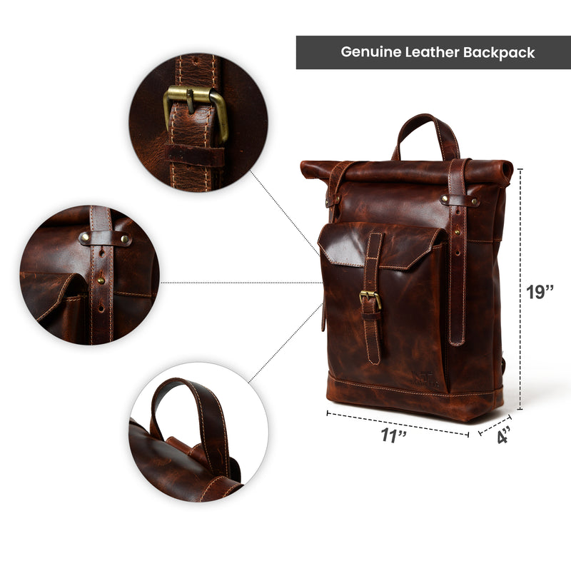 Brauner Saddleback-Rucksack – Rolltop