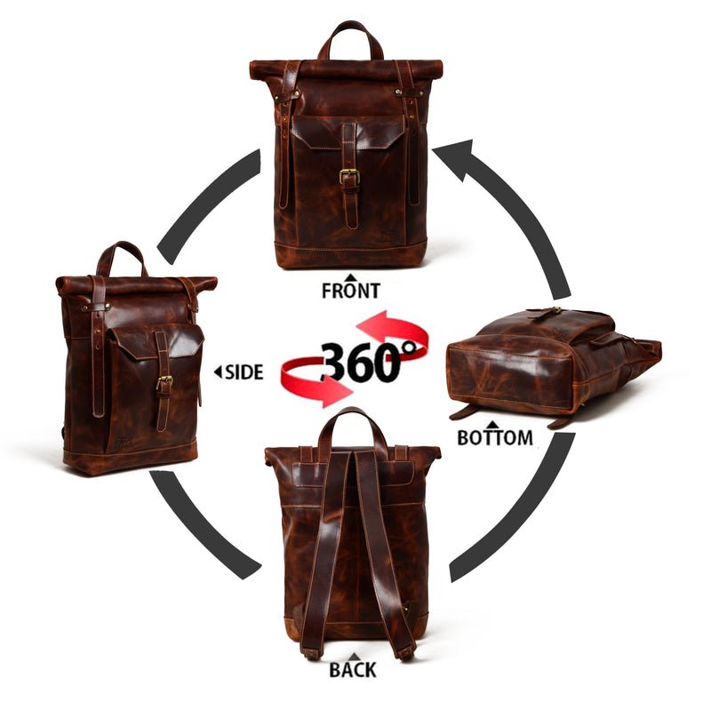 Brauner Saddleback-Rucksack – Rolltop
