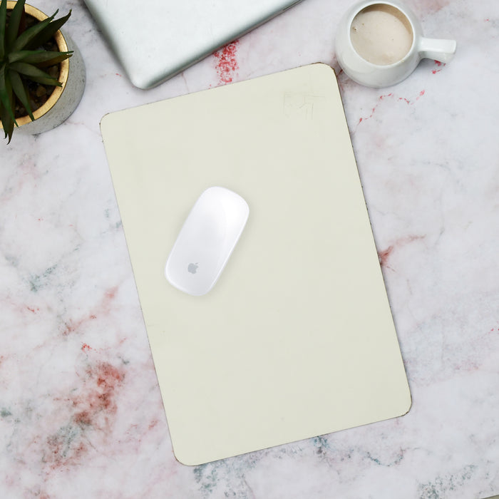 Ivory Elegance Leather Desk Mat + Mouse Pad