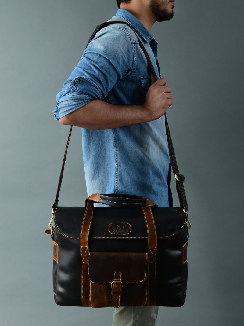 best men's travel messenger bag Top Handle Office Travel Leather Briefcase Messenger Bag — Classy Leather Bags