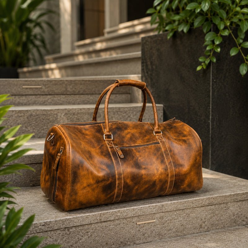 Bolsa de viaje Roosevelt de cuero de búfalo de grano completo