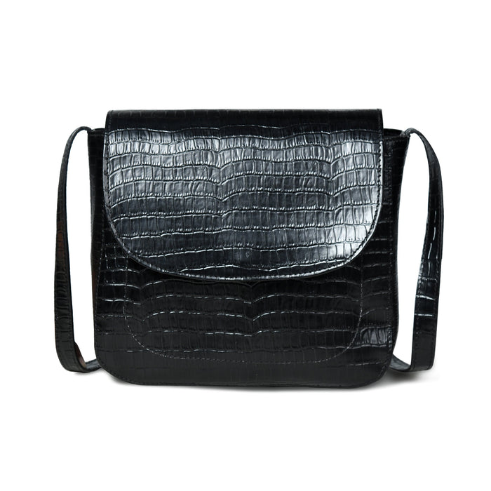 Diva Black Croco Sling Bag