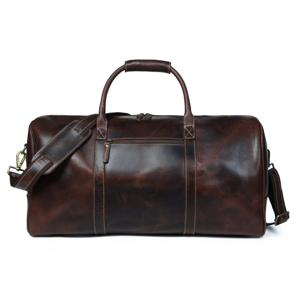 Full Grain Buffalo Leather Traveller Duffle Bag - Walnut — Classy