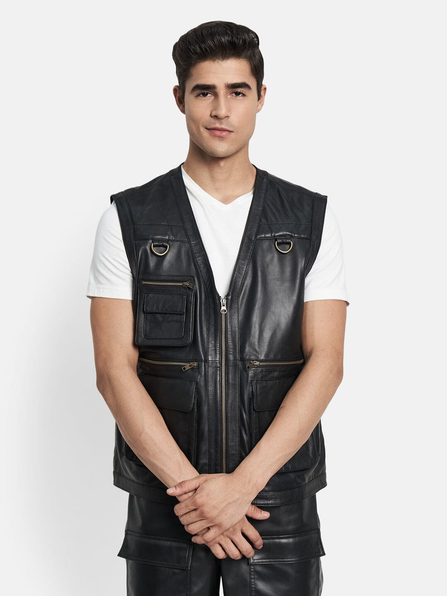 Lambskin Leather Vest For Men, Leather Vest Online — Classy