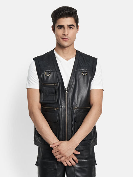 Lambskin Leather Vest For Men, Leather Vest Online — Classy