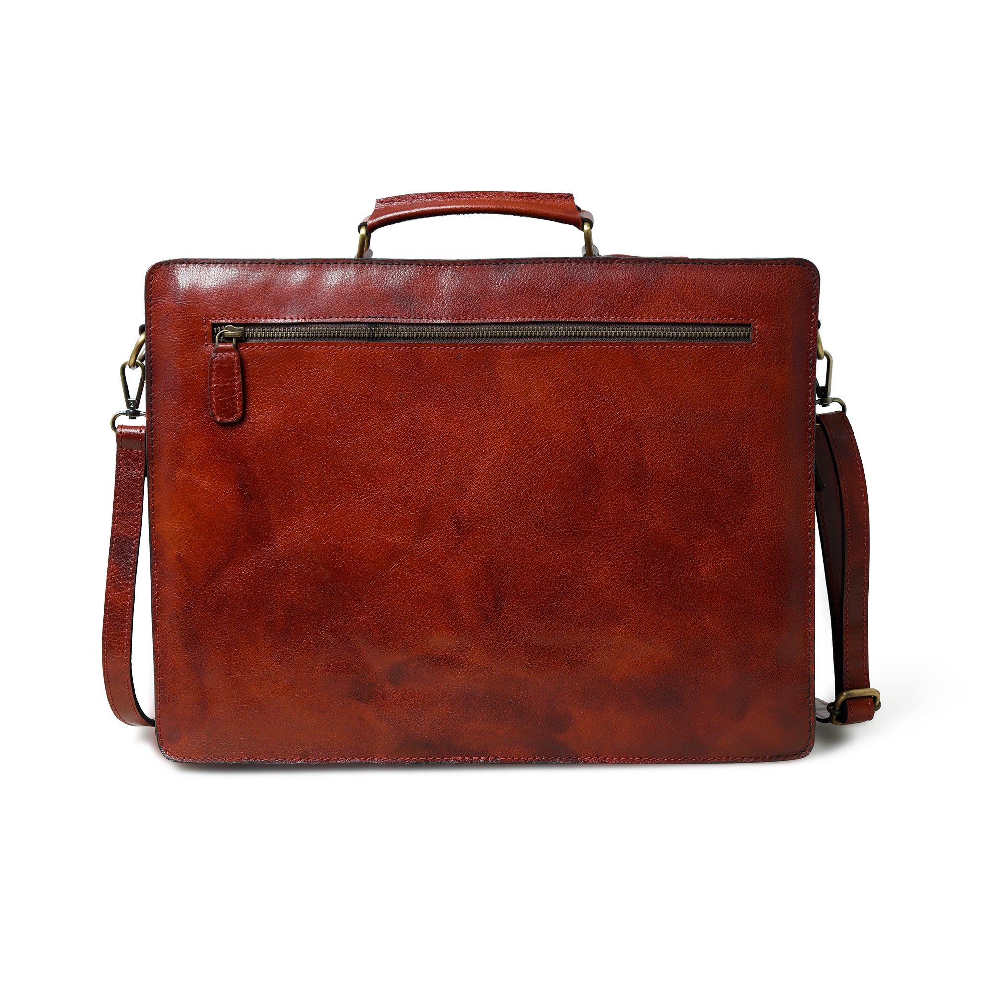 Leather Briefcase, Crossbody Bag Handcrafted with Grain Buffalo