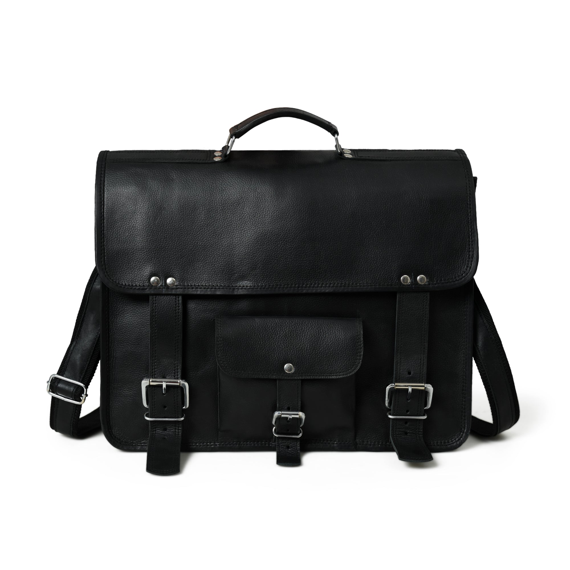 Messenger Bag Black Leather Laptop Case Mens Black Leather