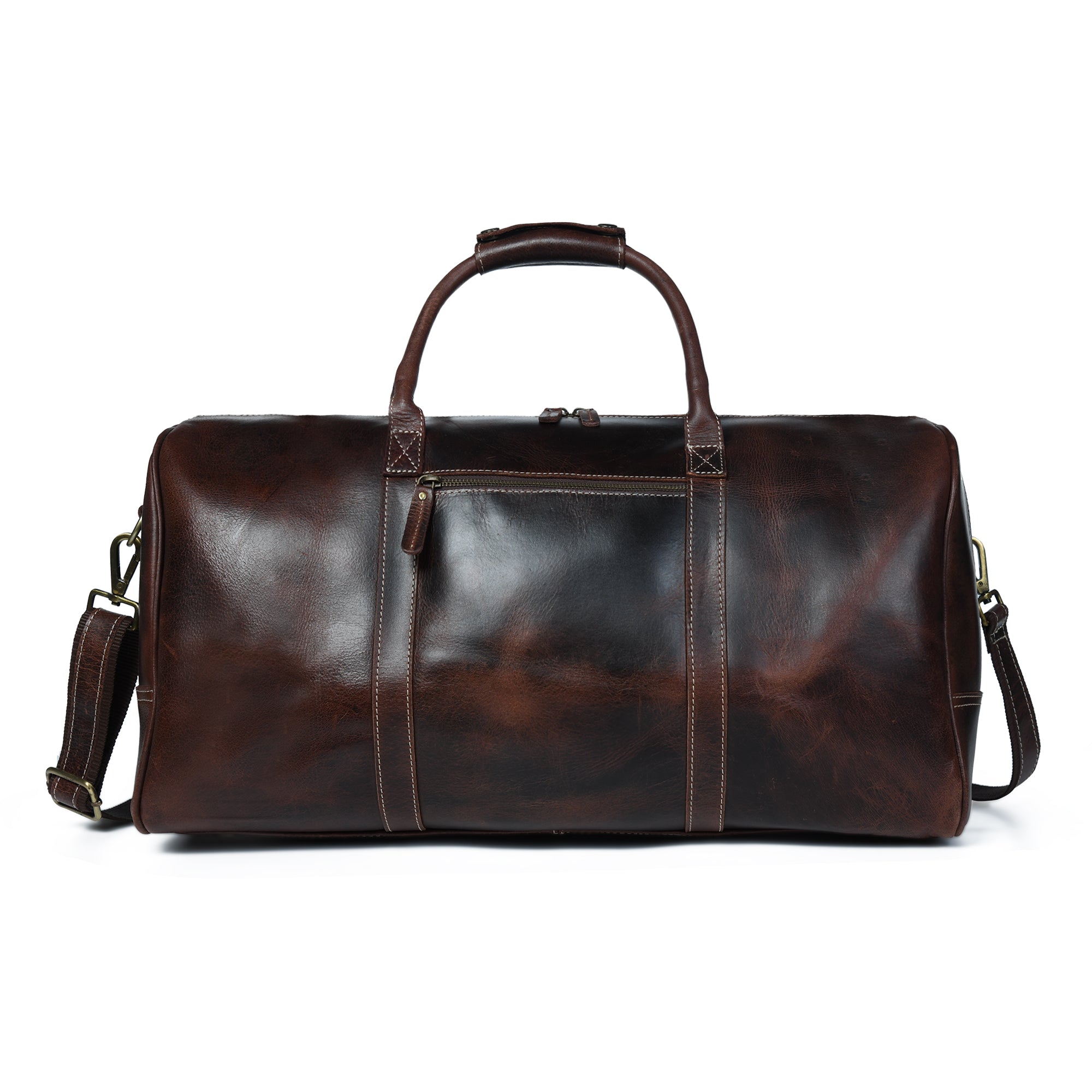 Full Grain Buffalo Leather Traveller Duffle Bag - Walnut — Classy