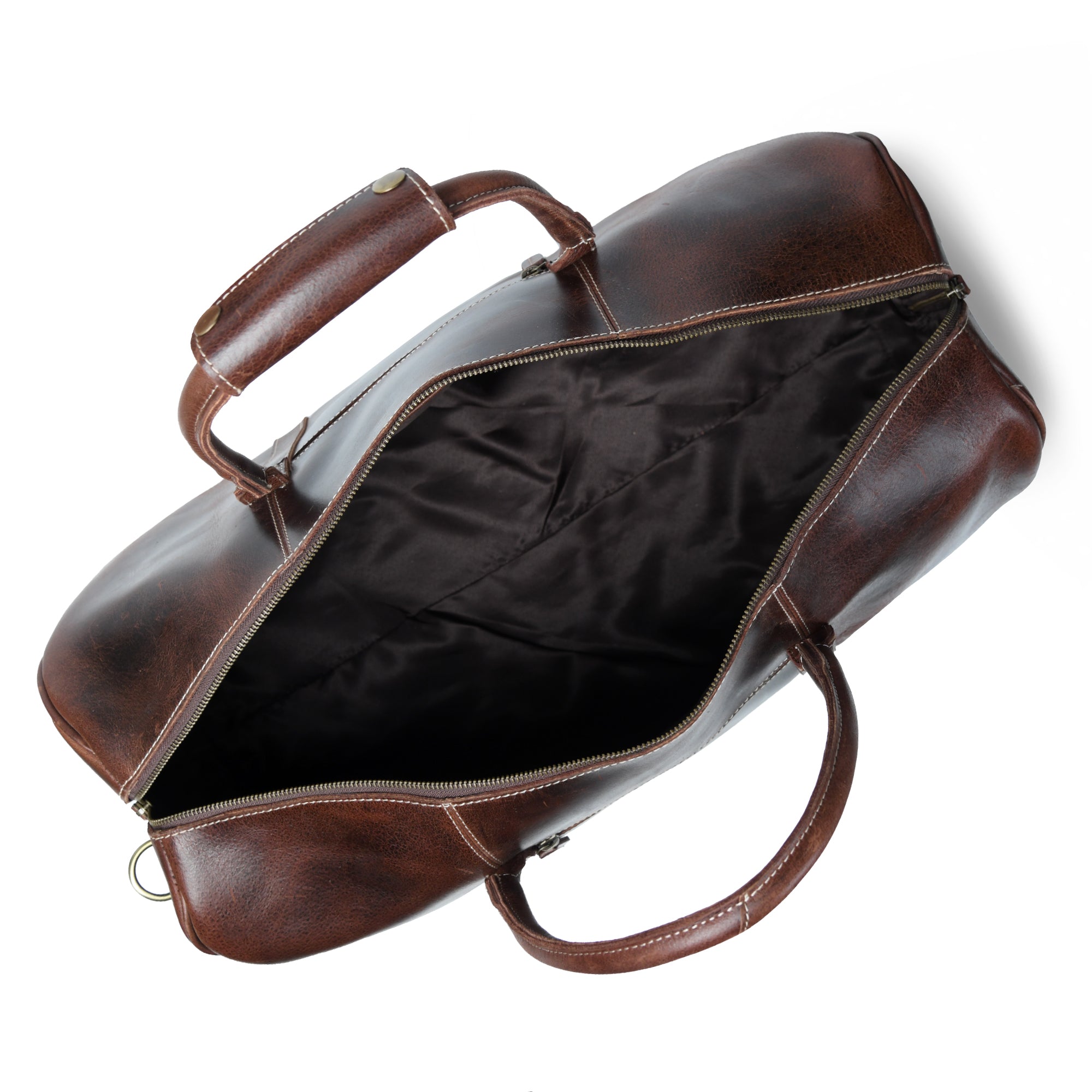 Full Grain Buffalo Leather Traveller Duffle Bag - Walnut — Classy