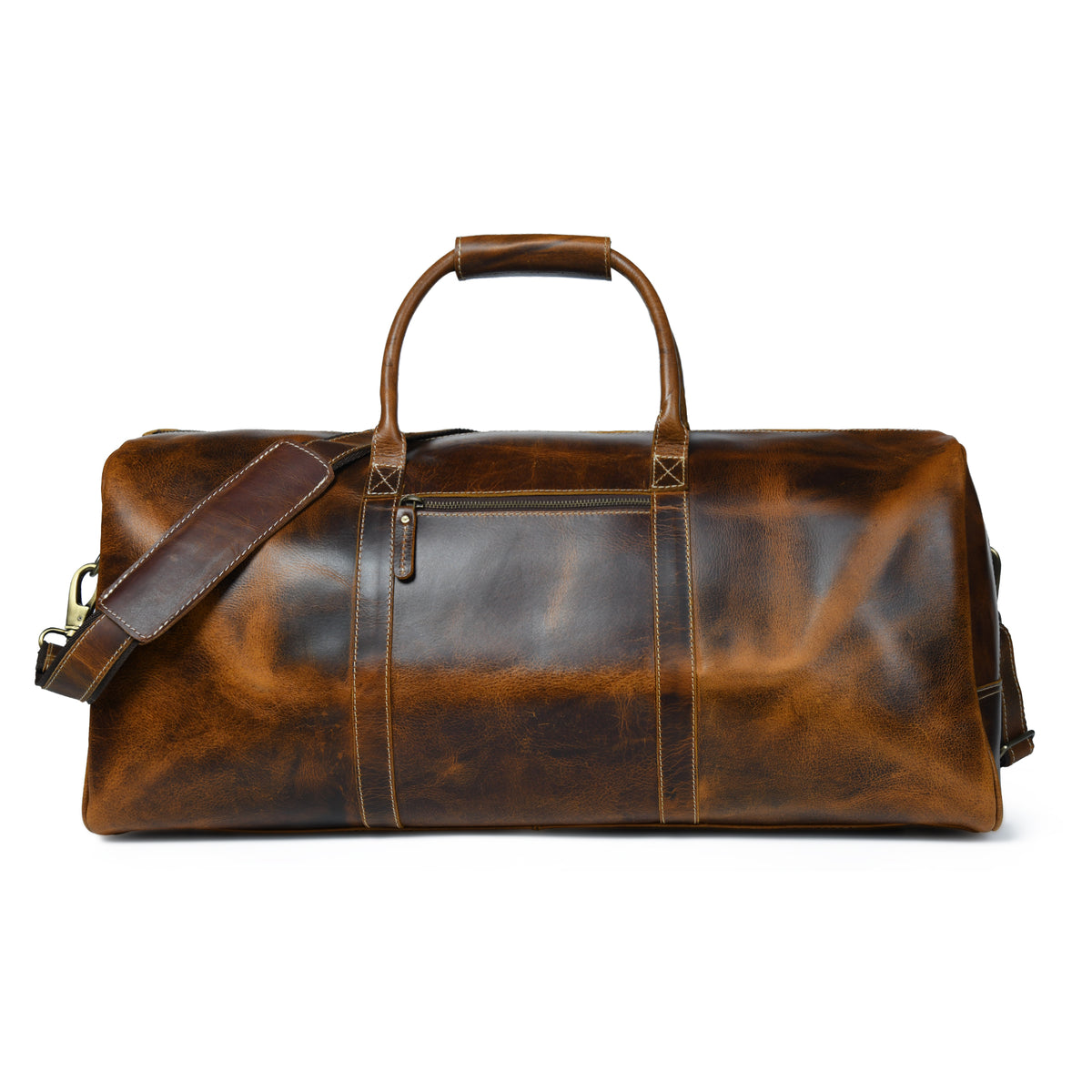 Buffalo Leather Duffle Bag Traveller Bag- Caramel, Handmade