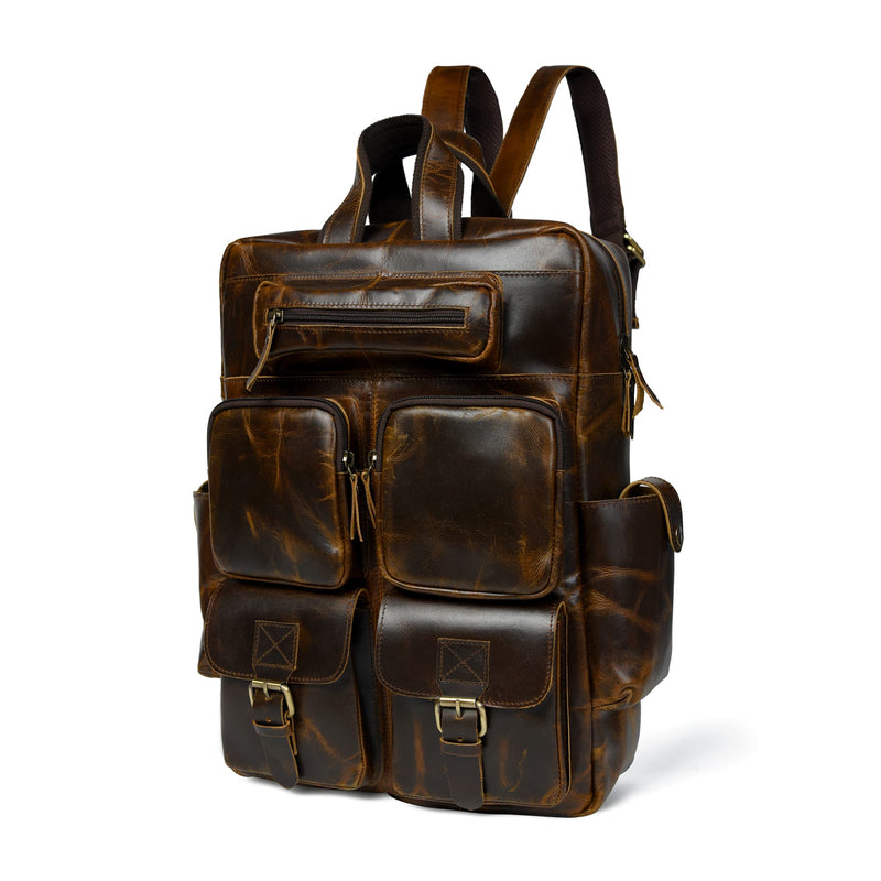 big leather bag backpack Handmade Large Travel Backpack Men Backpacks Dark Coffee / No an IPAD Prime Multi Functional Backpack