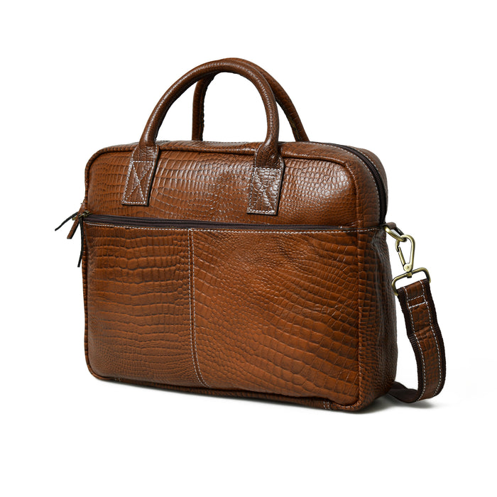 Laurent Leather Briefcase- Brown