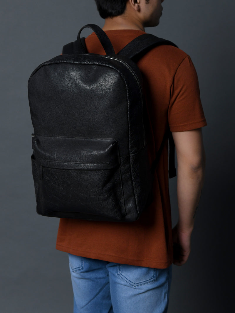 black leather backpack means Black Leather Backpack Handcrafted 16 Inch Genuine Leather — Classy Leather Bags