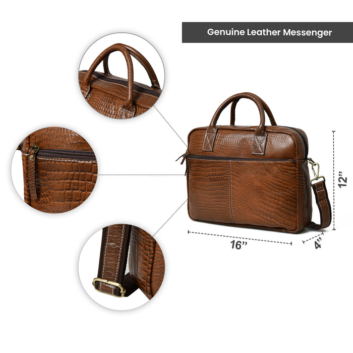 Laurent Leather Briefcase- Brown