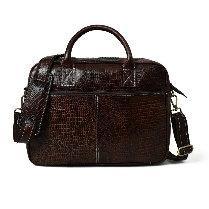 Laurent Leather Briefcase- Dark Brown