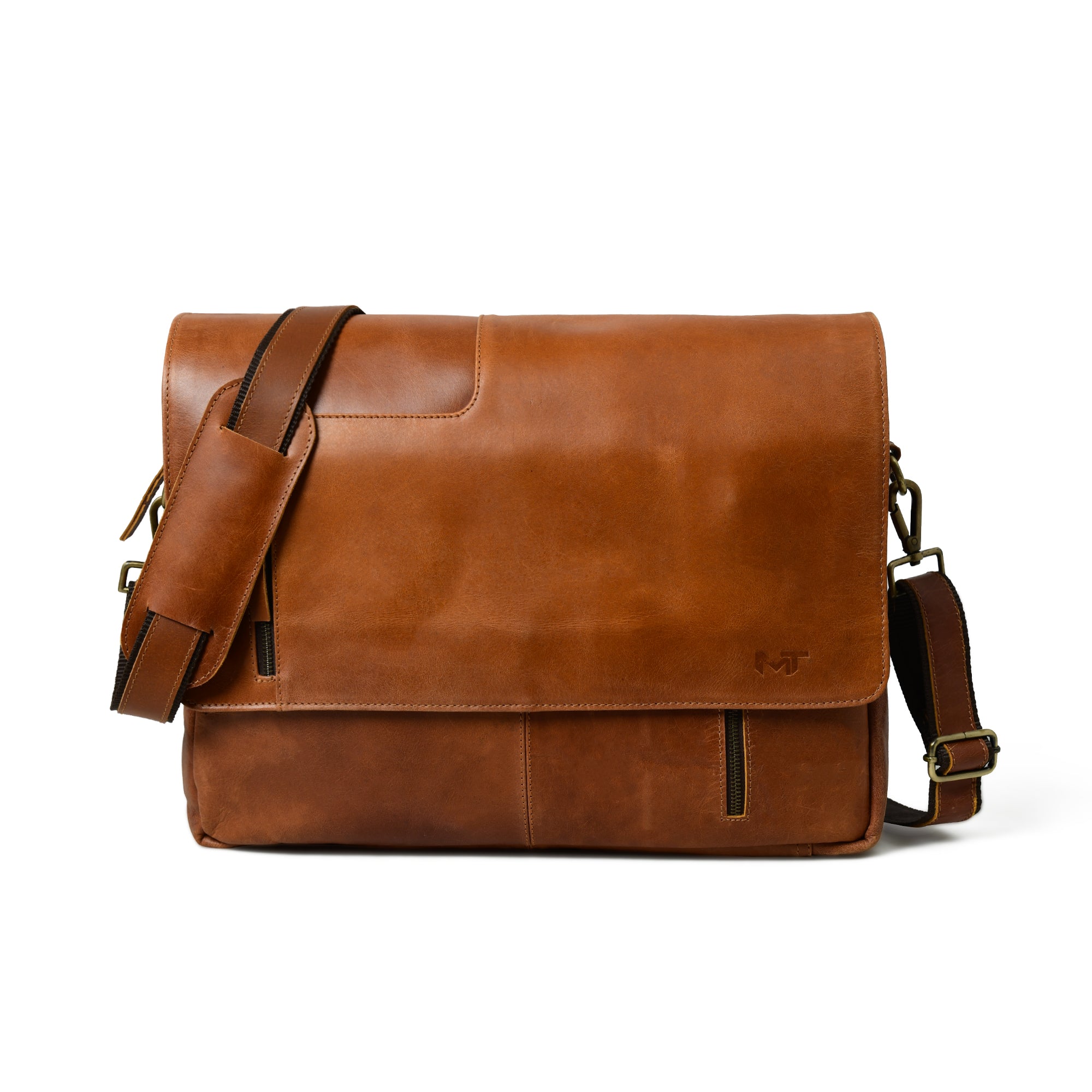 Wilson Tan Buffao Leather Crossbody Office Bag 16 Inch — Classy