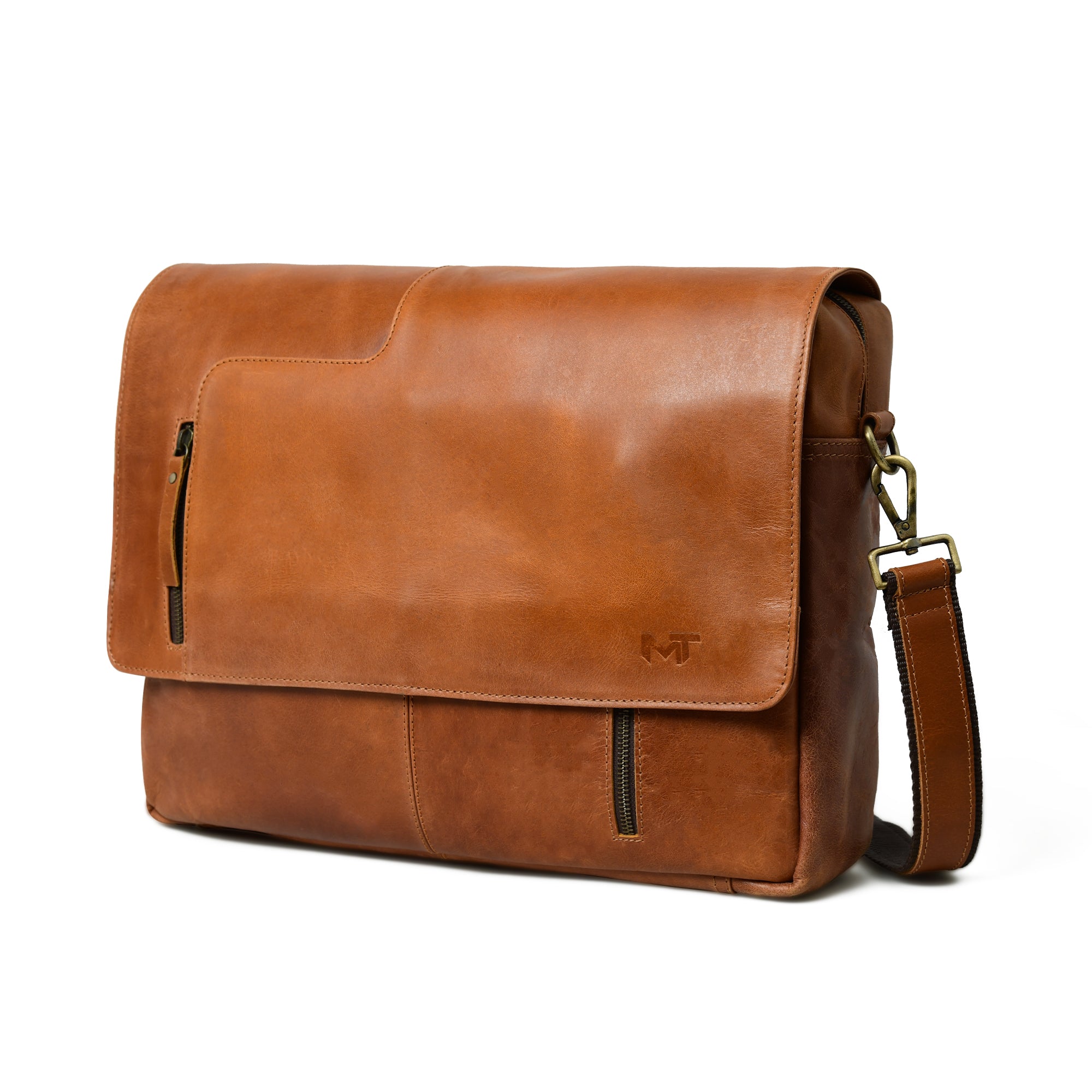 Wilson Tan Buffao Leather Crossbody Office Bag 16 Inch — Classy