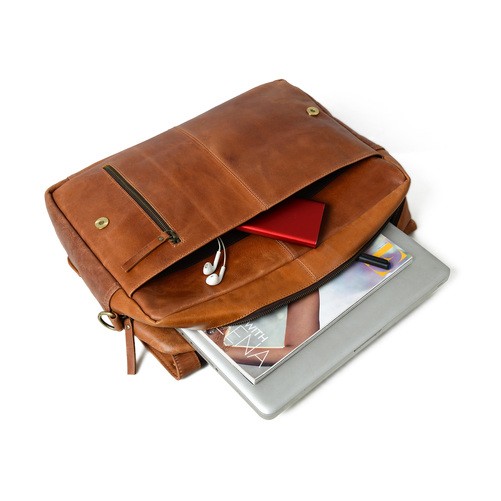 WILSON キャンバス レザー バッグ Wilson Tan Buffao Leather Crossbody Office Bag 16 Inch — Classy