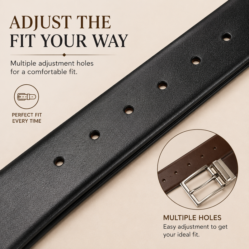 Classic Formal Reversible Leather Belt - Black & Brown
