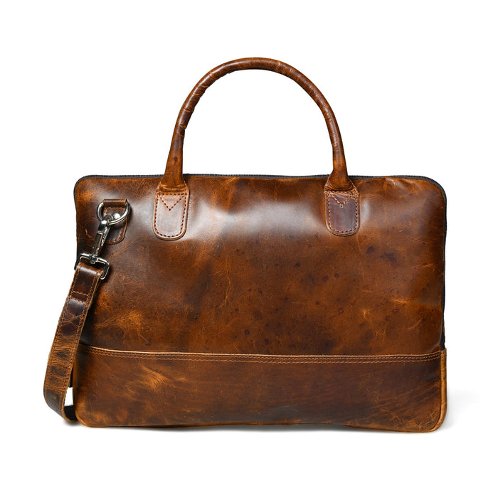 Modernist Leather Laptop Bag- Brown