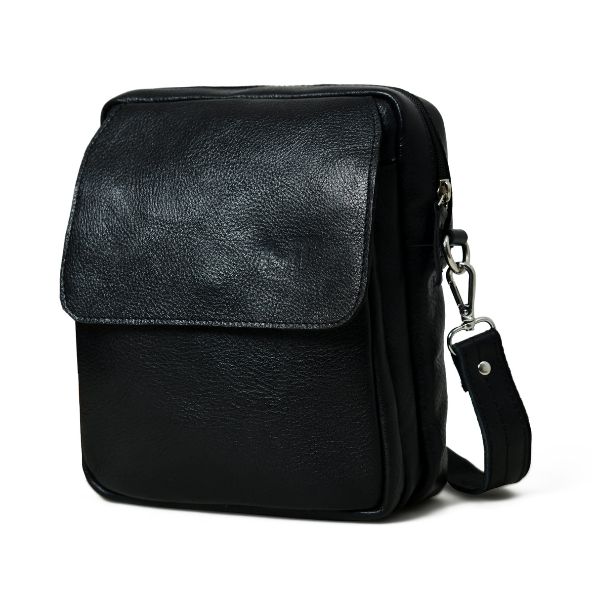 Black Shoulder Leather Messenger Bag for Men 10 Inch — Classy