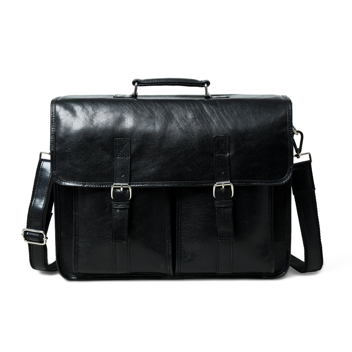 Black Executive Top Handle Messenger Briefcase Bag — Classy