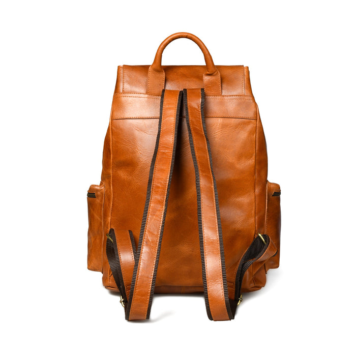 Vortex Leather Backpack: Tan Brown