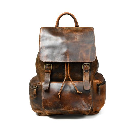 Leather Travel Backpack Laptop & Office Bag with Flap Closure, Stylish & Functional — Classy Leather Bags
