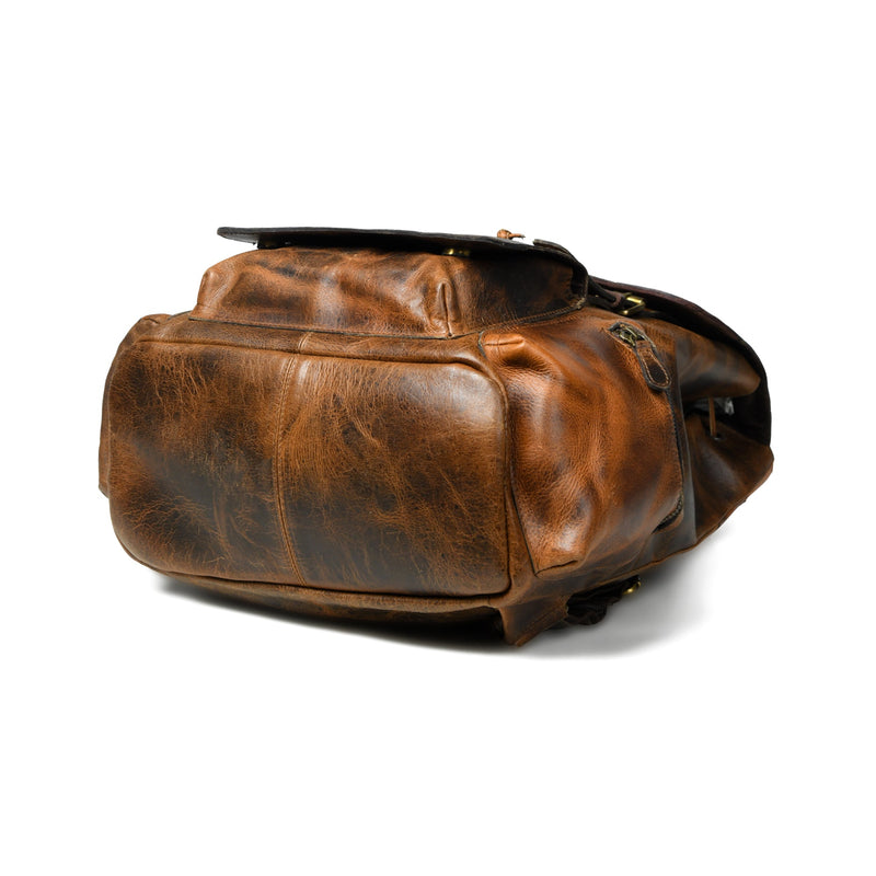 Mochila de cuero Vortex: marrón quemado