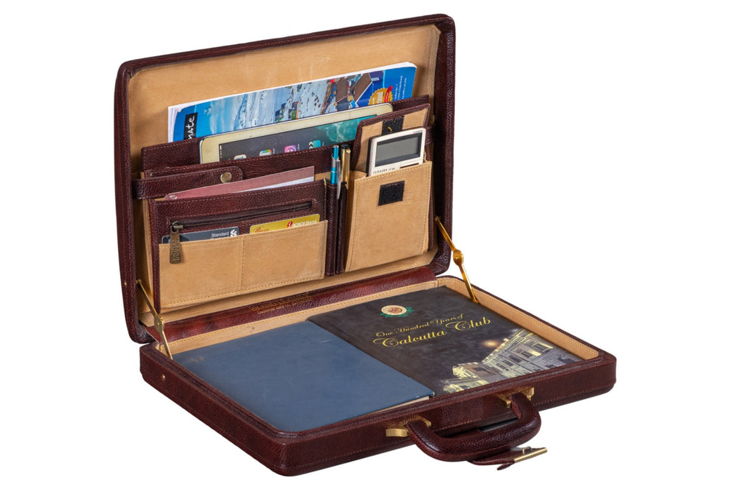 Executive Men's Leather Attache Briefcase