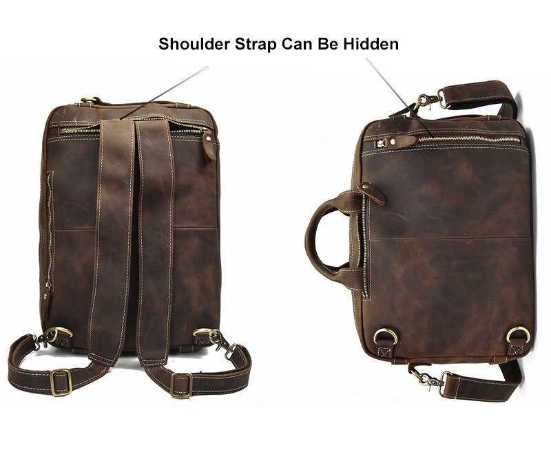 c-bags leather backpacks Convertible Leather Backpack Briefcase 2-in-1, 16 Inch — Classy Leather Bags