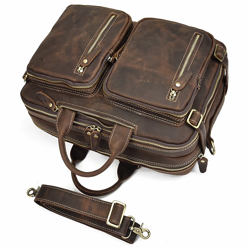 briefcase backpack leather Convertible Leather Backpack Briefcase 2-in-1, 16 Inch — Classy Leather Bags
