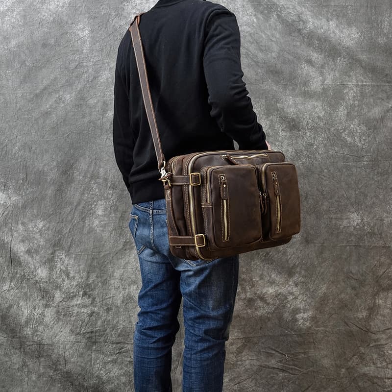 berluti spy leather briefcase convertible backpack Convertible Leather Backpack Briefcase 2-in-1, 16 Inch — Classy Leather Bags