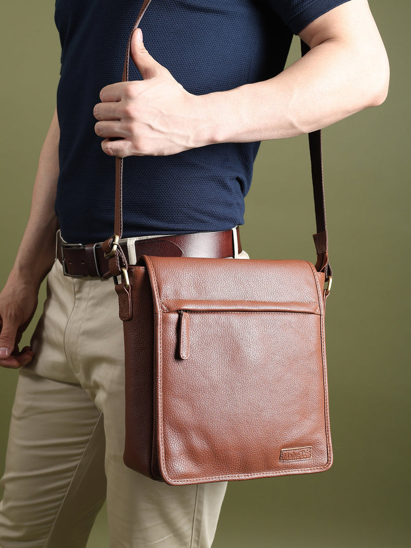 crossbody bag men travel Leather Crossbody Side Messenger Bag for Travel Work Men's — Classy Leather Bags