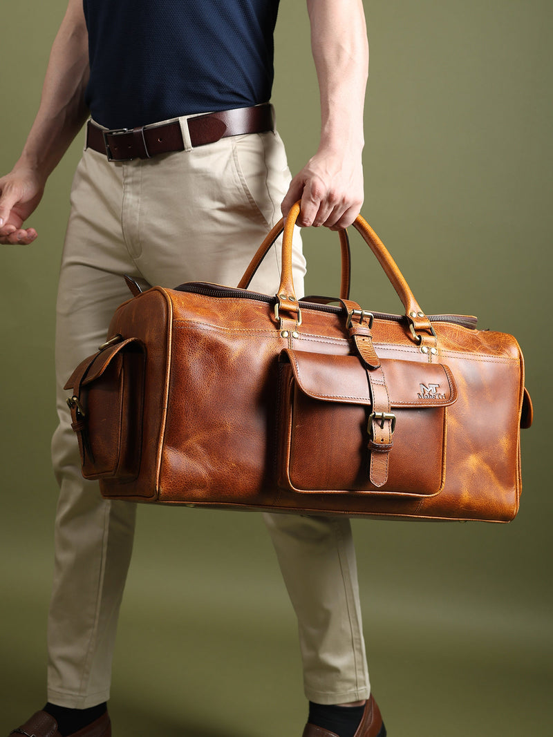 Berlin Leather Weekender Duffle Bag, 20 & 24 Inch, Travel Bags for Men — Classy Leather Bags