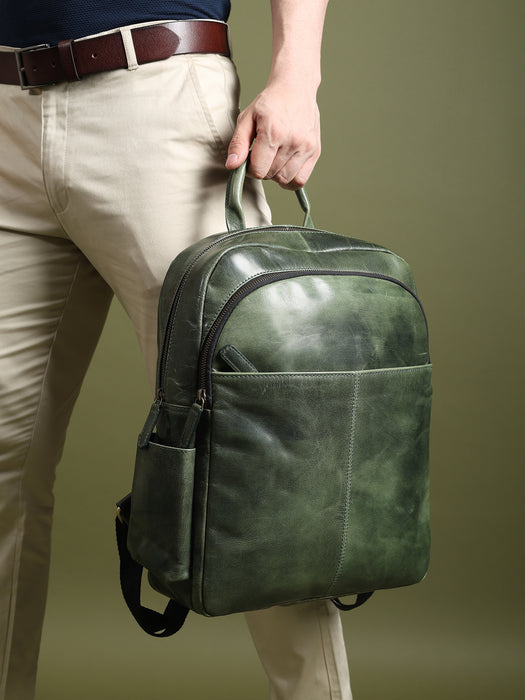 best luxury leather backpack mens Luxury Italian Leather Backpack 16 Inch Premium Finish, Green — Classy Leather Bags