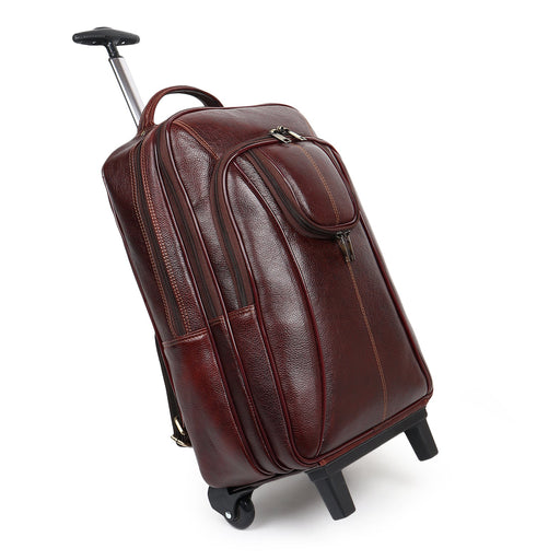 Brown Trolley Leather Backpack, Carry On Leather Backpack