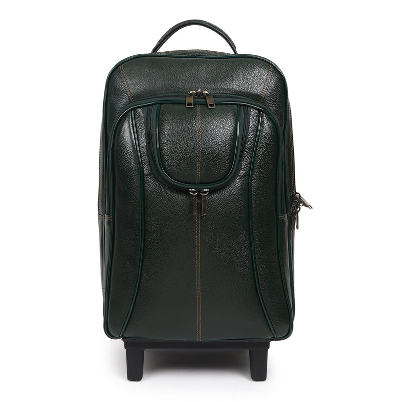 Green Trolley Leather Backpack