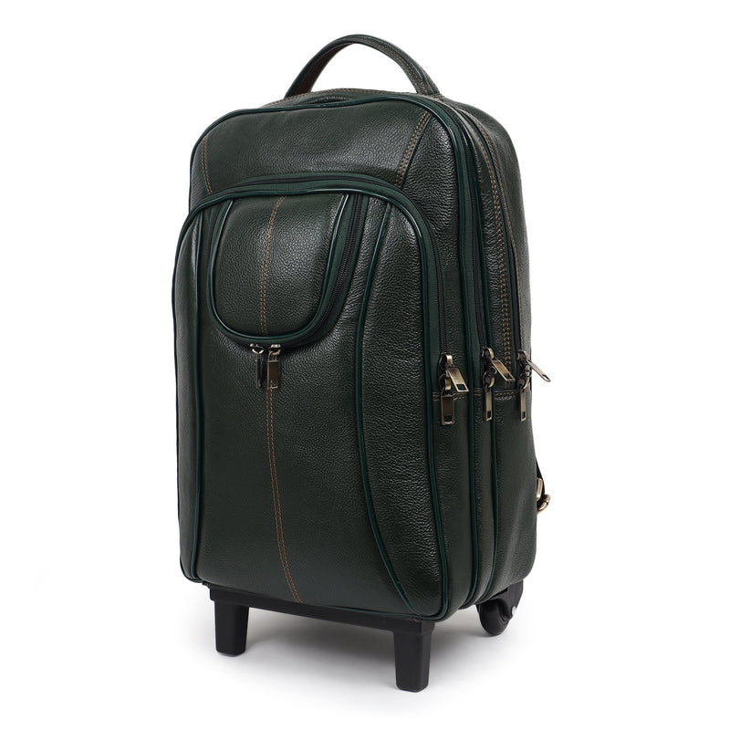 buy leather backpack india Green Trolley Leather Backpack Carry On Leather Backpack — Classy Leather Bags