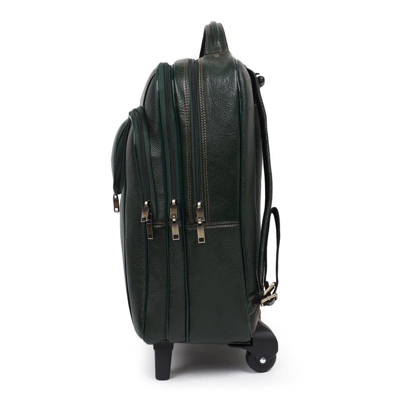 Green Trolley Leather Backpack