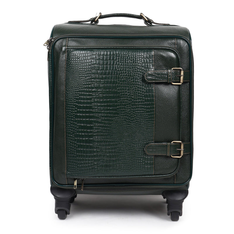 Horizon Leather Trolley Suitcase, Green