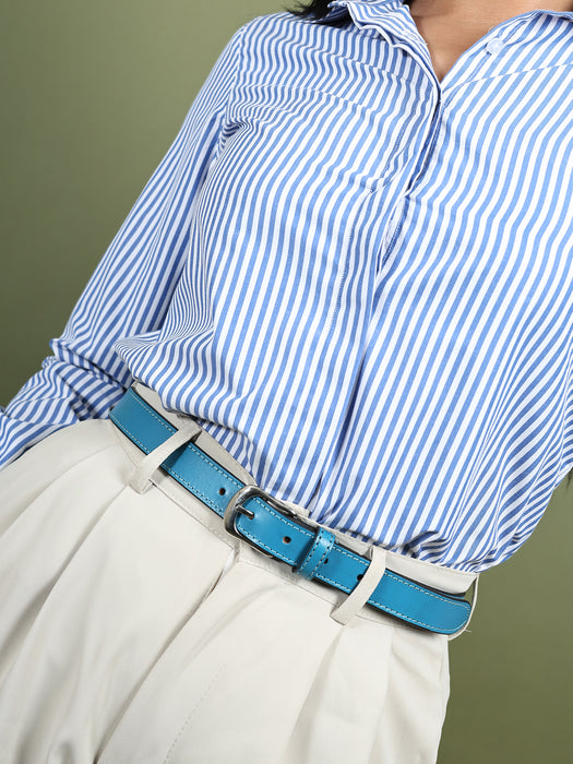 Women's Slim Leather Belt-Blue