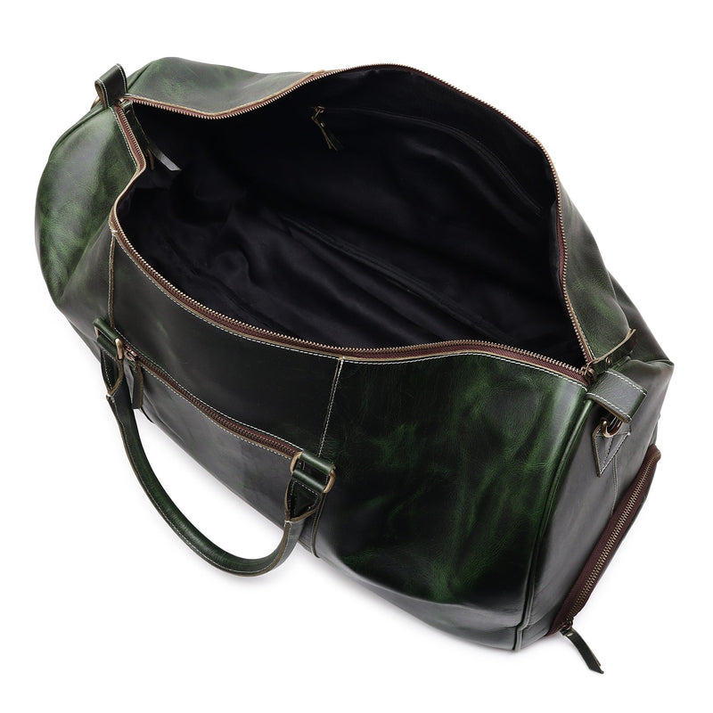 Green Leather Trolley Bag 44L