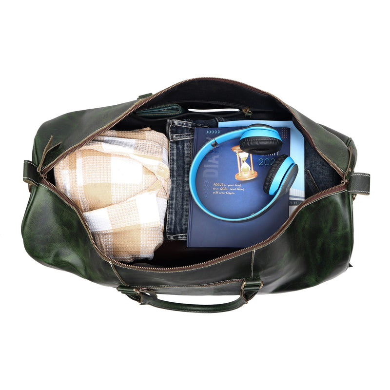 Green Leather Trolley Bag 44L